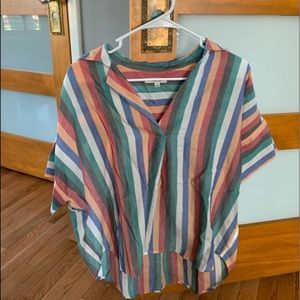 Striped Madewell Collared Tunic Shirt